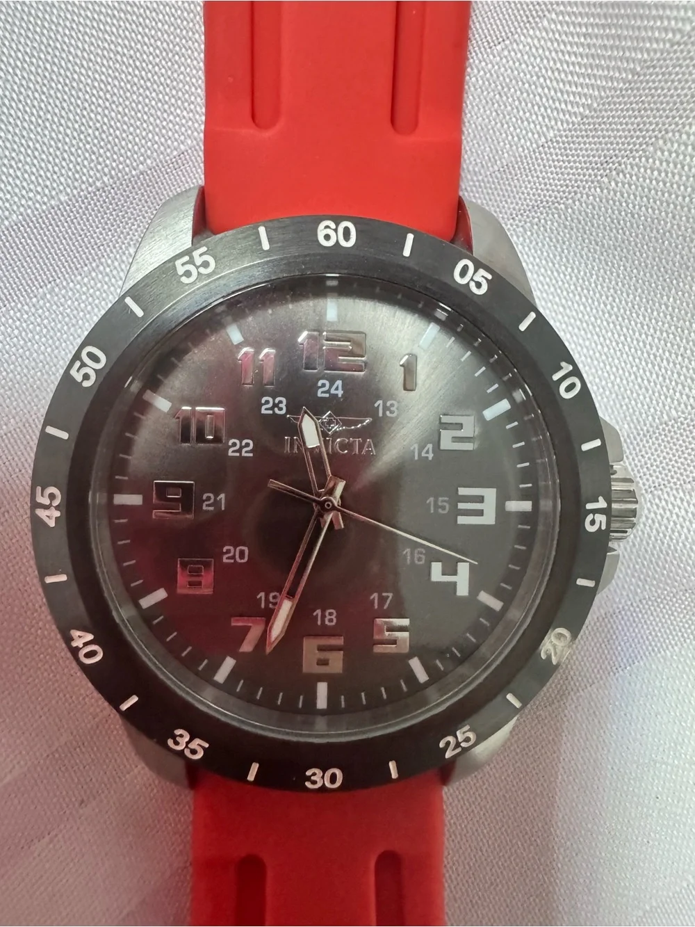 Invicta Red Strap Black Dial Men's Sport Watch